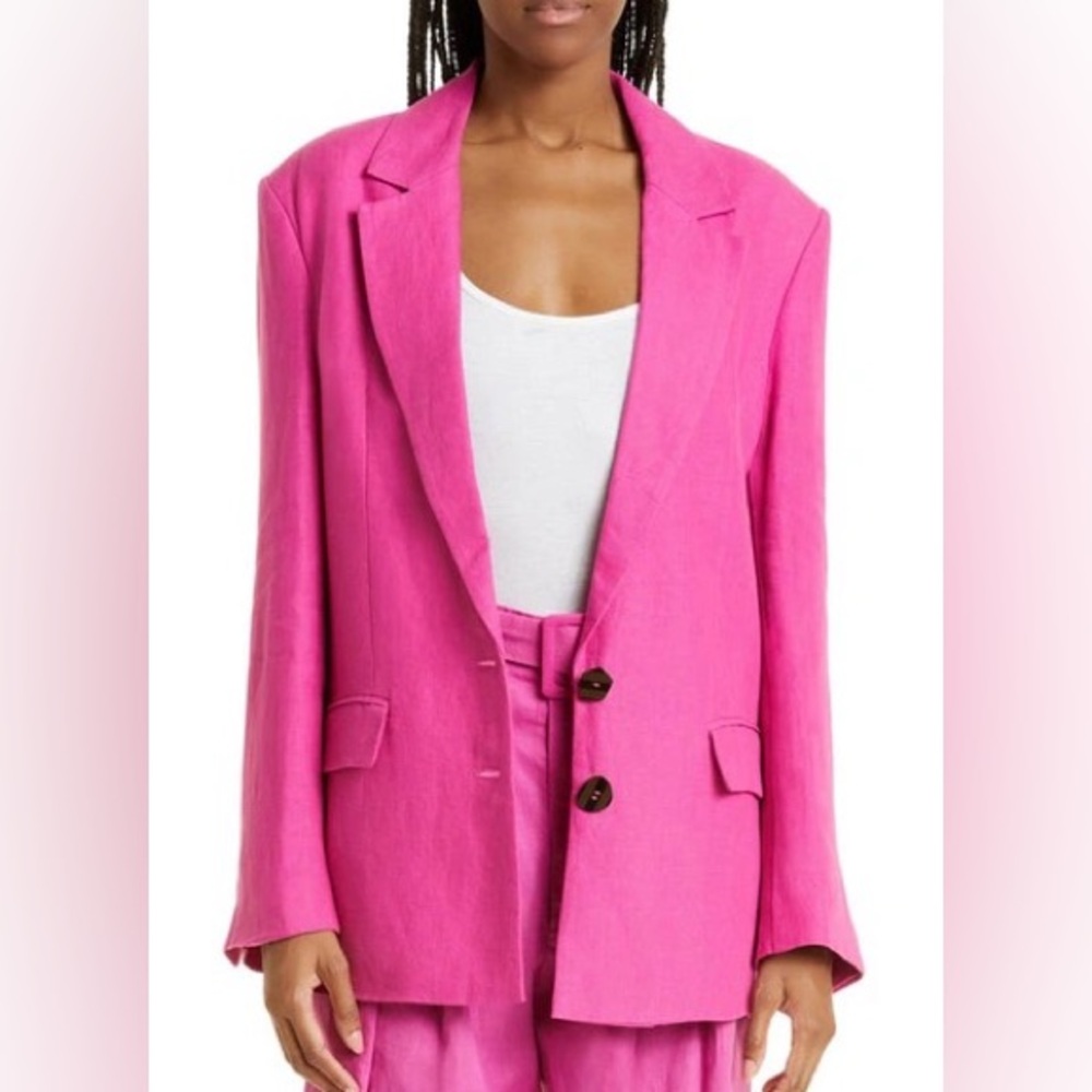 FARM Rio Linen blazer in peony size small - Picture 3 of 10